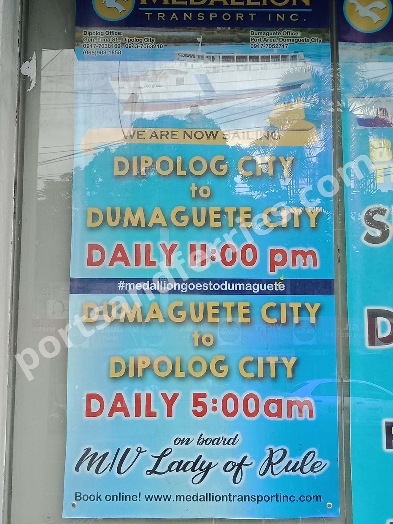 Dumaguete to Dipolog and v.v. Medallion Transport Schedule & Fares