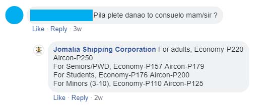 Jomalia Shipping Danao-Consuelo Fare