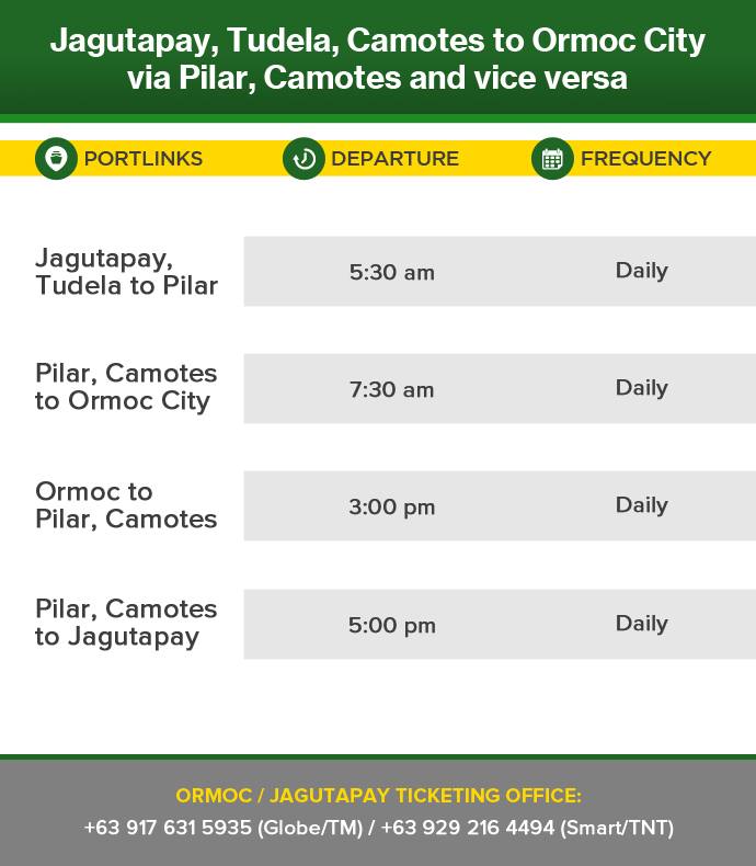Jomalia Shipping Jagutapay-Ormoc-Pilar Ferry Schedules