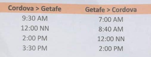Clemer Lines Cordova-Getafe Ferry Schedule