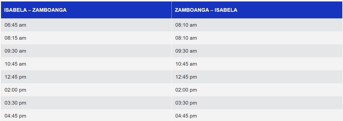 Weesam Express Isabela-Zamboanga Ferry Schedule