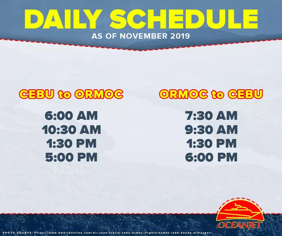 OceanJet Cebu-Ormoc Ferry Schedule