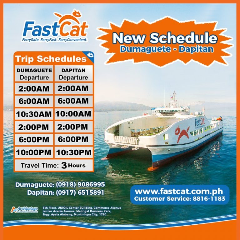 Dumaguete to Dapitan and v.v. FastCat Schedule & Fare Rates