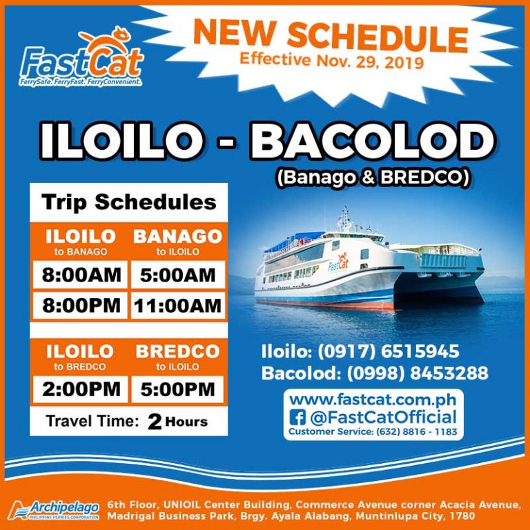 Iloilo to Bacolod and v.v. FastCat Schedule, Fares & Booking