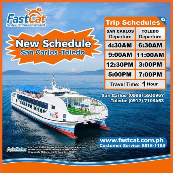 San Carlos to Toledo and v.v. FastCat Schedule & Fare Rates