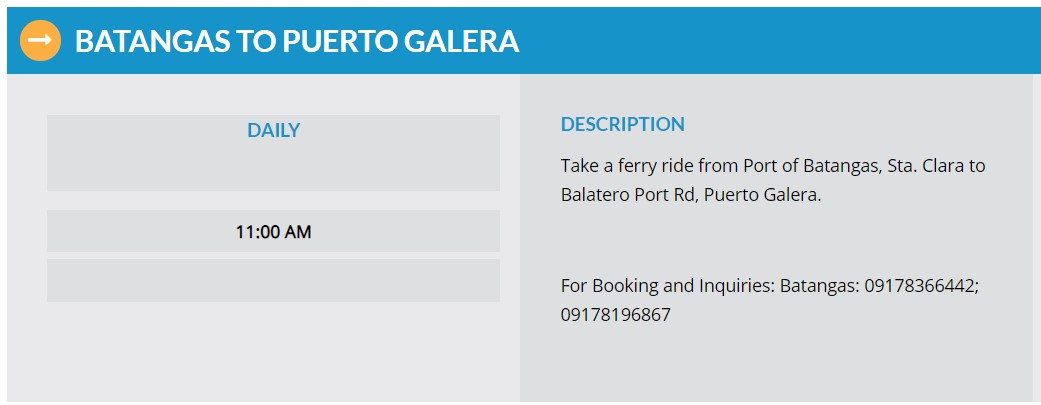 Starlite Ferries Batangas to Puerto Galera Ferry Schedule