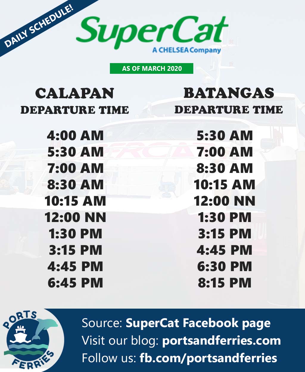 SuperCat Calapan-Batangas Ferry Schedule