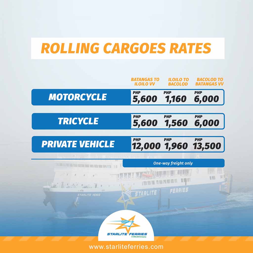 Starlite Ferries Batangas-Iloilo-Bacolod Cargo Rates