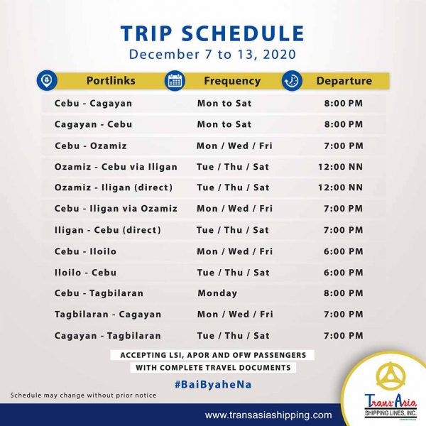 travel schedule from cebu to dipolog