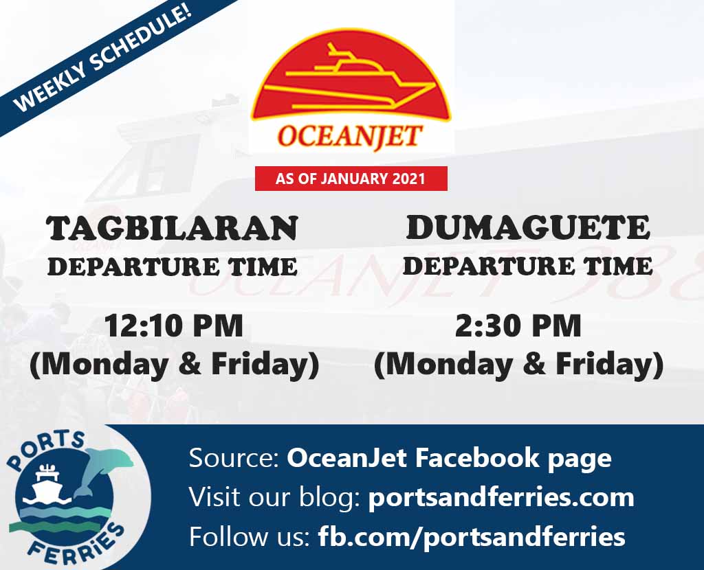 Tagbilaran to Dumaguete and v.v. OceanJet Schedule, Fares & Booking