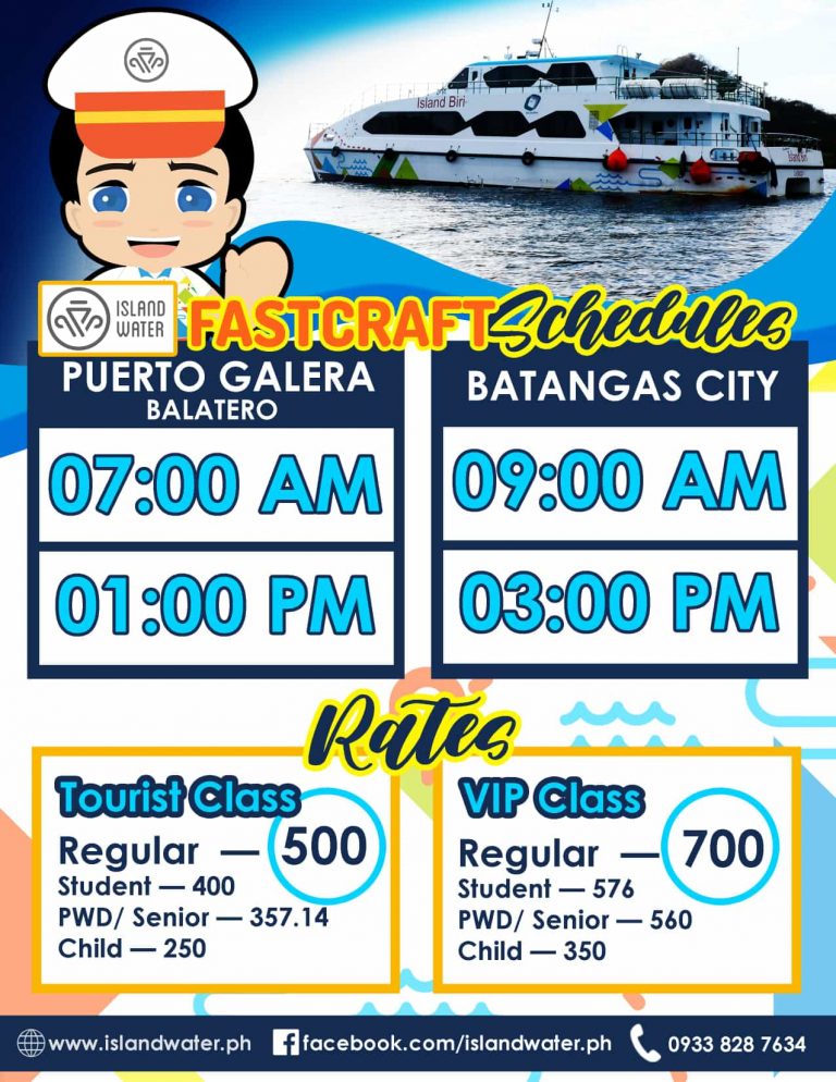 Batangas to Balatero and v.v. Island Water Schedule & Fare Rates