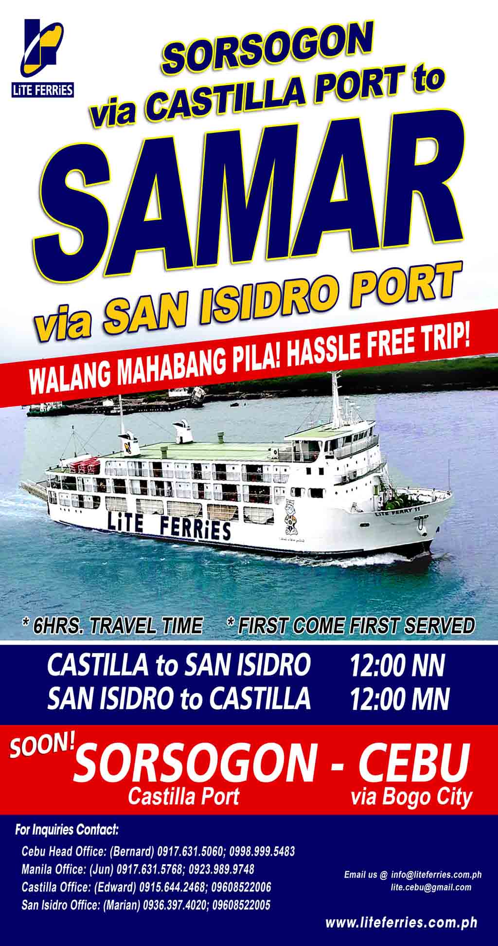 Lite ferries Sorsogon-Samar Schedule